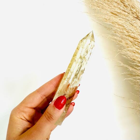 Citrine Polished Genuine 5” Crystal Point Boho Gypsy Meditation Yoga Gemstone - Picture 1 of 10